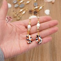 Fashion Leopard Shell Pendant Stainless Steel Pearl Earrings main image 4