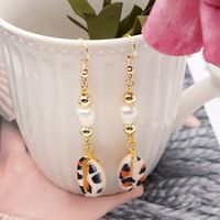 Fashion Leopard Shell Pendant Stainless Steel Pearl Earrings main image 5