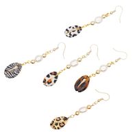 Fashion Leopard Shell Pendant Stainless Steel Pearl Earrings main image 6