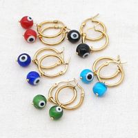 Bohemia Turkish Glass Eye Beads Large Hoop Earrings main image 2