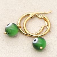 Bohemia Turkish Glass Eye Beads Large Hoop Earrings main image 4