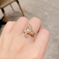 Korean Water Drop Butterfly Ring main image 5