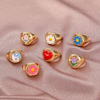 Fashion Multicolor Geometric Sweet Flower Ring main image 3