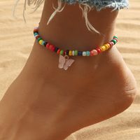 Bohemian Style Color Beaded Butterfly Pendant Anklet main image 1