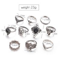 Retro Elephant Palm Water Drop Ring Ten-piece Set main image 4