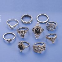 Retro Elephant Palm Water Drop Ring Ten-piece Set main image 6