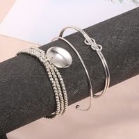 Conjunto De 3 Piezas De Pulsera Abierta Con Cuentas De 8 Caracteres Anudados A La Moda main image 3