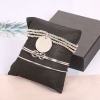 Fashion Knotted 8-character Beaded Open Bracelet 3-piece Set main image 5