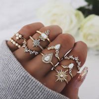 Fashion Opal Diamond Crown Combination Ring 10-piece Set main image 1