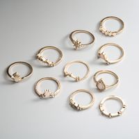 Fashion Opal Diamond Crown Combination Ring 10-piece Set main image 4