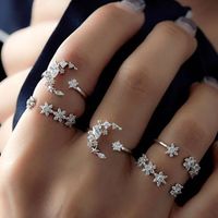Bohemian Retro Diamond Star Moon Crystal Ring 5-piece Set main image 1