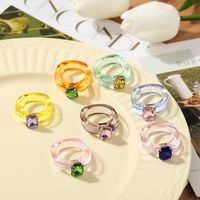 Simple Jelly Color Diamond Multi-color Resin Ring main image 1