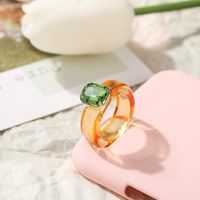 Simple Jelly Color Diamond Multi-color Resin Ring main image 4