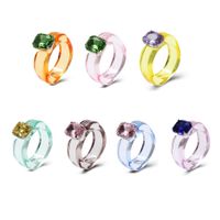 Simple Jelly Color Diamond Multi-color Resin Ring main image 3