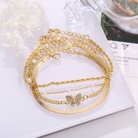 Creative Simple Fashion Butterfly Twist Pearl Anklet Set main image 3