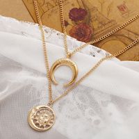 Simple Fashion Retro Crescent Pendant Moon Sun Necklace main image 5