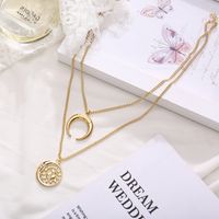 Simple Fashion Retro Crescent Pendant Moon Sun Necklace main image 4