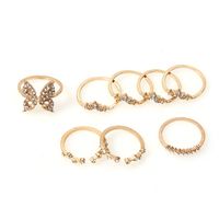 Bohemian Style Diamond Butterfly Joint Ring 8-piece Set main image 3