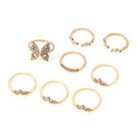 Bohemian Style Diamond Butterfly Joint Ring 8-piece Set main image 6