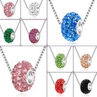 Fashion Full Rhinestone Big Hole Bead Diamond Ball Pendant Necklace main image 2