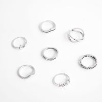 Simple Moon Leaf Geometric Alloy Plating Silver 7-piece Set Ring main image 6