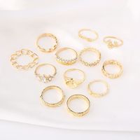 Retro Rose Flower Diamond Eye Geometric 12-piece Set Ring main image 5