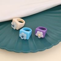 New Candy Color Flower Geometric Acrylic Ring main image 1