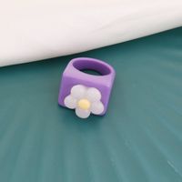 New Candy Color Flower Geometric Acrylic Ring main image 6
