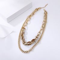 Exaggerated Matte Gold Retro Punk Double-layer Necklace sku image 2
