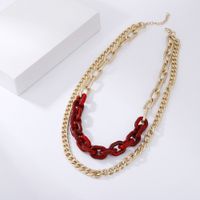 Exaggerated Matte Gold Retro Punk Double-layer Necklace sku image 3