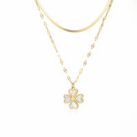 Simple Golden Shell Flower Pendant Multi-layered Necklace sku image 1