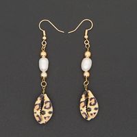 Fashion Leopard Shell Pendant Stainless Steel Pearl Earrings sku image 4