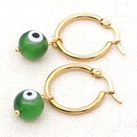 Bohemia Turkish Glass Eye Beads Large Hoop Earrings sku image 5