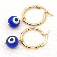 Bohemia Turkish Glass Eye Beads Large Hoop Earrings sku image 1