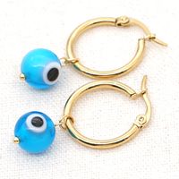 Bohemia Turkish Glass Eye Beads Large Hoop Earrings sku image 4