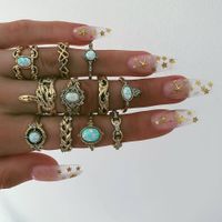 Baroque Colored Diamonds Knuckle Serpentine Ring 11 Set sku image 1