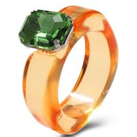 Simple Jelly Color Diamond Multi-color Resin Ring sku image 3