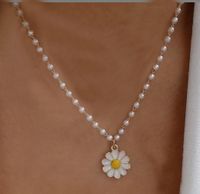 Collier Simple Chaîne De Perles De Marguerite Blanche En Gros sku image 1