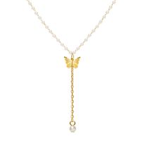 Simple Fashion Retro Butterfly Pearl Necklace sku image 1