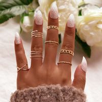 Simple Multi-layer Cross-opening Twist Ring Set 8-piece sku image 1