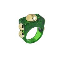 Fashion Candy Color Acrylic Inlaid Metal Beanie Ring sku image 1