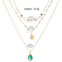 Retro Water Drop Zircon Butterfly Inseparable Multi-layered Necklace sku image 1