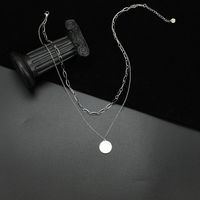 Simple Double Layered Round Pearl Pendant Stainless Steel Necklace main image 1