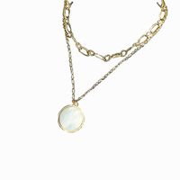 Simple Double Layered Round Pearl Pendant Stainless Steel Necklace main image 6