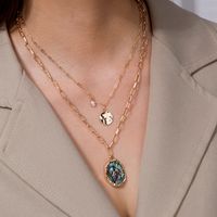 Modefarbe Abalone Muschel Perlenanhänger Mehrschichtige Halskette main image 4
