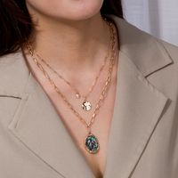 Modefarbe Abalone Muschel Perlenanhänger Mehrschichtige Halskette main image 5