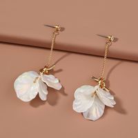 Korean Popular Knotted Colorful Pearl White Petal Earrings main image 4