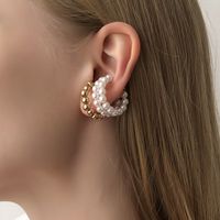Simple Imitation Pearl Geometric Earrings main image 2