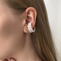 Simple Imitation Pearl Geometric Earrings main image 4