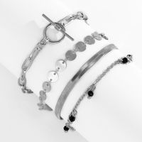 Bracelet Géométrique En Métal Avec Boucle Ot Et Sequins À Plusieurs Éléments main image 4